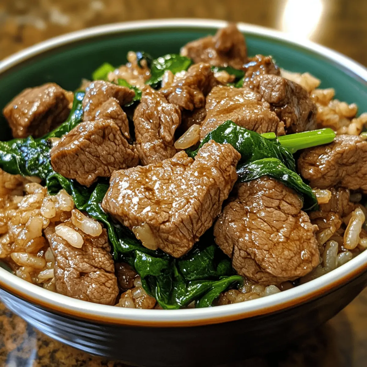 Beef Spinach Brown Rice